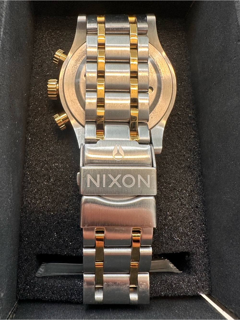 Nixon Rose Gold and Silver Crystal-Accented Chronograph Watch
